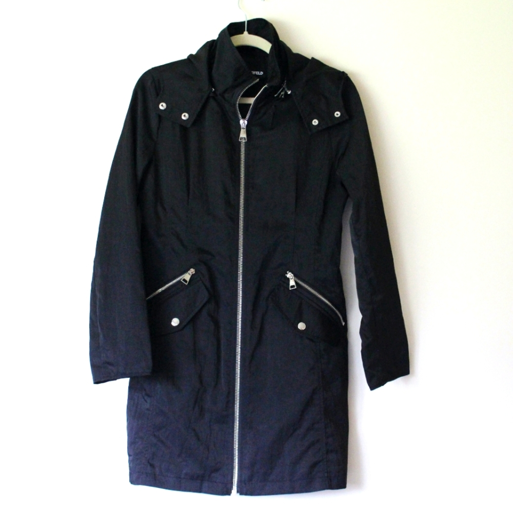 Karl Lagerfeld | Black Wind Rain Jacket with Hood